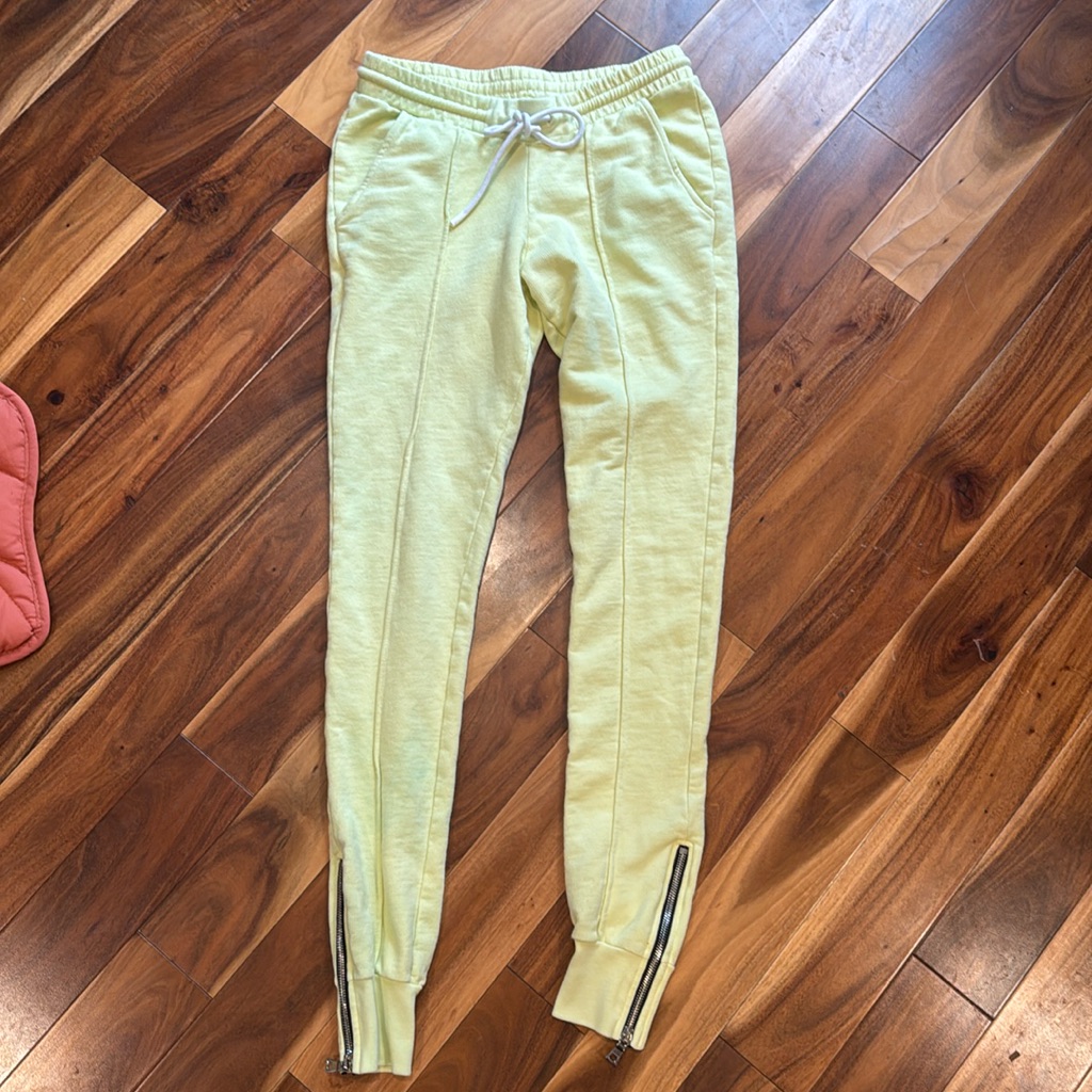Cotton Citizen Lime Green / Yellow Zip Ankle Joggers Size Extra Small